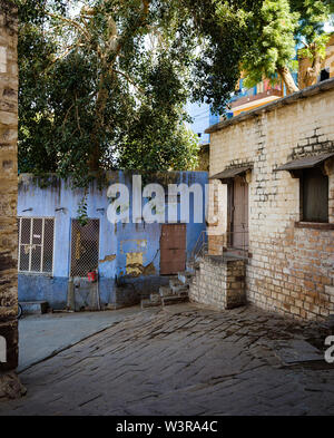 JODHPUR, INDIA - CIRCA NOVEMBER 2018: Typical street of Jodhpur. Jodhpur is the second largest city in the Indian state of Rajasthan. Jodhpur is a pop Stock Photo