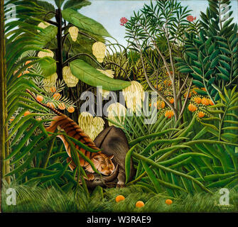 Henri Rousseau, Fight between a Tiger and a Buffalo, painting, 1908 Stock Photo
