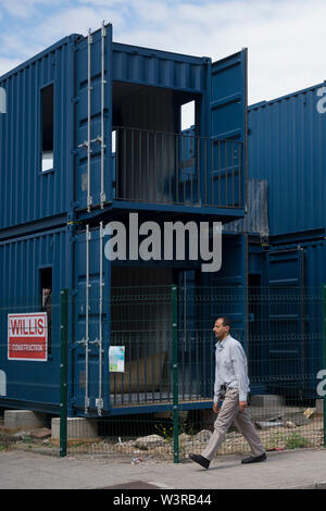 Shipping containers which will be used as temporary homes for homeless ...