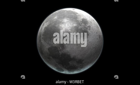 Realistic Moon in the outer space. High detailed texture. 3D Render. Stock Photo