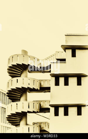 Spiral staircase of Hotel 81  in Rochor, Singapore. Stock Photo
