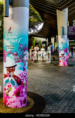 Singapore - May 15, 2019: Sakura Matsuri , the popular cherry blossom festival at Gardens by the Bay.