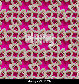 abstract seamless repeat patern white plastic or stone forms on pink background. Stock Photo