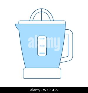 Citrus Juicer Machine Icon. Thin Line With Blue Fill Design. Vector Illustration. Stock Vector