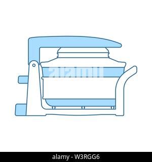 Electric Convection Oven Icon. Thin Line With Blue Fill Design. Vector Illustration. Stock Vector