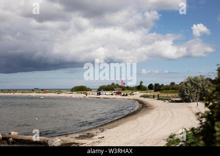 The beach in Laboe, Germany, on the Baltic Sea in the district of Plön, in Schleswig-Holstein. Stock Photo