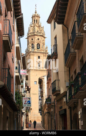 The Bell Tower of Saint Thomas the Apostle, 16th century church in Haro, La Rioja, Spain Stock Photo