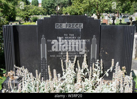 the grave of walter de frece and his wife, best known as music hall artiste vesta tilley, in putney vale cemetery, london, englan Stock Photo