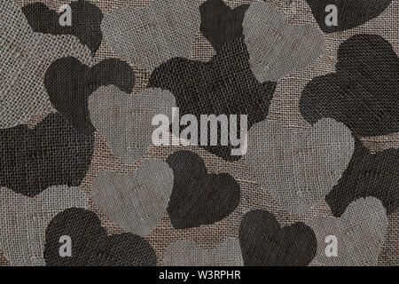 Hemp sacks,Stacked heart shape of hemp sack Stock Photo