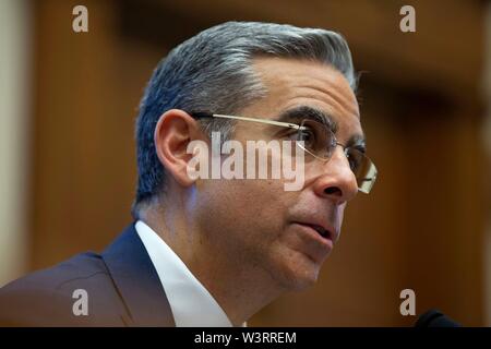 CEO of Calibra David Marcus speaks during the House Committee on Financial Services hearing regarding Facebook's new crypto currency Libra on Capitol Hill in Washington, DC, U.S. on July 17, 2019. Credit: Stefani Reynolds/CNP | usage worldwide Stock Photo