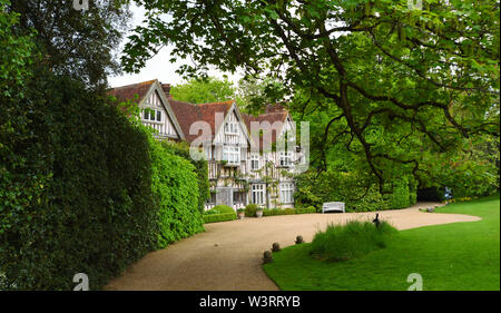 The Tudor Front and drive way of Pashley Manor East Sussex. Stock Photo