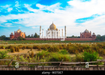 Amazing view of Taj Mahal in the Evening in Agra, Fabulous Taj Mahal Stock Photo