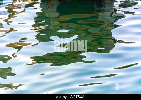 water texture background close up. Bright colorful water reflection. Stock Photo