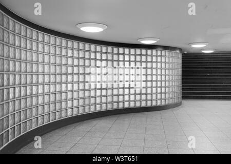 The glass blocks with the black stairs Stock Photo