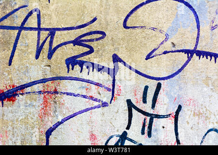 A grunge background with defaced wall Stock Photo