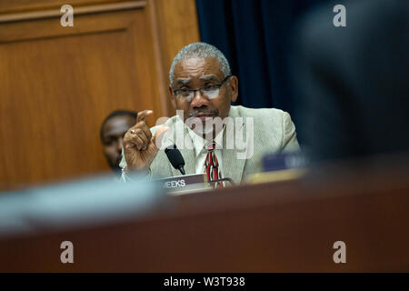 United States Representative Gregory Meeks (Democrat of New York) speaks during the House Committee on Financial Services hearing regarding Facebook's new crypto currency Libra on Capitol Hill in Washington, DC, U.S. on July 17, 2019. Credit: Stefani Reynolds/CNP /MediaPunch Stock Photo