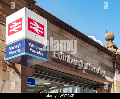 The entrance to Waverley Station in Market Street, Edinburgh, Scotland. Stock Photo