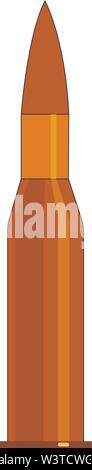 An orange colored bullet cartridge, vector, color drawing or illustration. Stock Vector