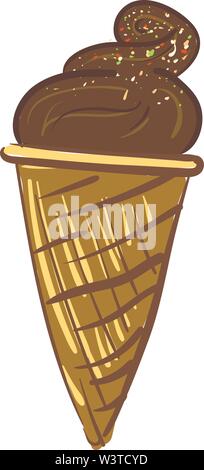 Chocolate ice cream cone with toppings illustration Stock Vector Image ...