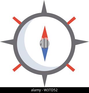 A brown compass with red and blue magnetic needle, vector, color drawing or illustration. Stock Vector