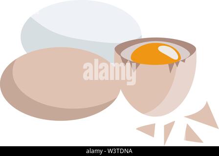 A cartoon of a 6 brown eggs in a tray, vector, color drawing or illustration. Stock Vector