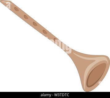 A brown flute musical instrument, vector, color drawing or illustration. Stock Vector