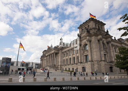 The historic Reichstag building in Berlin, Germany, houses the German parliament (Bundestag). Stock Photo