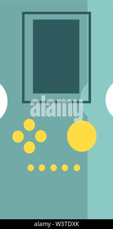 A blue colored game boy with a yellow buttons, vector, color drawing or illustration. Stock Vector