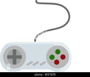 blue joystick with a gray, green and red buttons, vector, color drawing or illustration. Stock Vector