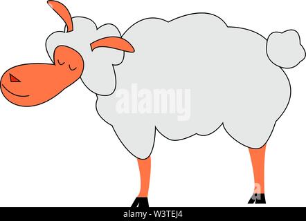 A cartoon of a happy lamb, vector, color drawing or illustration. Stock Vector