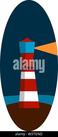 Tall white lighthouse with red roof on a cliff overlooking the sea ...