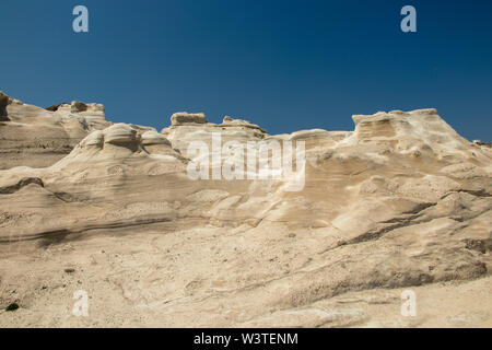 moon-like scenic in Sarakiniko beach, Milos, Greece Stock Photo