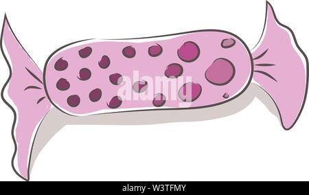 A single candy wrapped in a purple cover, vector, color drawing or illustration. Stock Vector