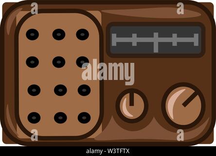 An old radio with a single speaker in blue color, vector, color drawing or illustration. Stock Vector