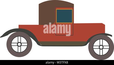 A beautiful retro car in red color with single door, vector, color drawing or illustration. Stock Vector