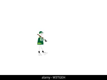 A soldier on duty with his gun, vector, color drawing or illustration. Stock Vector