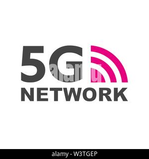 5G new wireless internet wifi connection. Vector technology icon network sign 5G. Fifth innovative generation of the global high speed Internet Stock Vector
