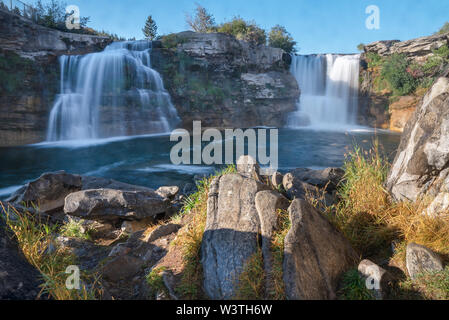 Lundbreck Falls on the Crowsnest River in Alberta, Canada Stock Photo