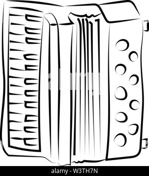 A harmonika sketch, illustration, vector on white background. Stock Vector