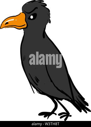 Angry raven, illustration, vector on white background. Stock Vector