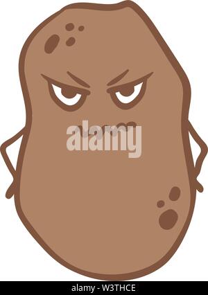 Angry potato with hands, illustration, vector on white background. Stock Vector