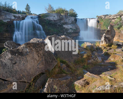 Lundbreck Falls on the Crowsnest River in Alberta, Canada Stock Photo