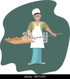 Smiling baker, illustration, vector on white background. Stock Vector