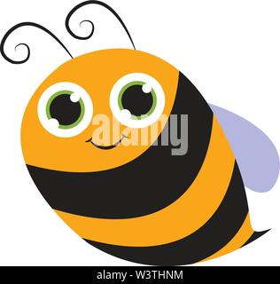 Cute bee, illustration, vector on white background. Stock Vector
