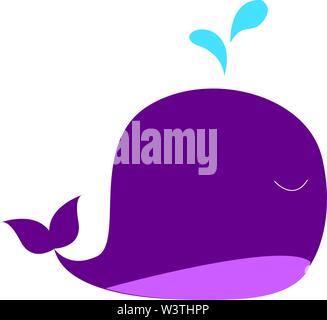 Big purple whale, illustration, vector on white background. Stock Vector