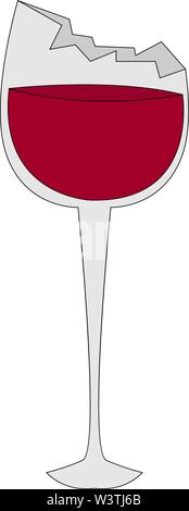 Broken glass of wine. illustration, vector on white background. Stock Vector