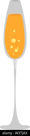 Glass of champange, illustration, vector on white background. Stock Vector