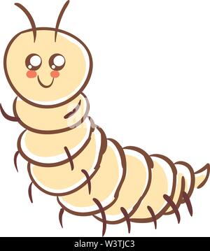 Cute pink centipede, illustration, vector on white background. Stock Vector