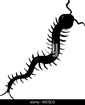 Black centipede, illustration, vector on white background. Stock Vector