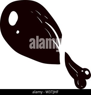 Chicken thigh, illustration, vector on white background. Stock Vector